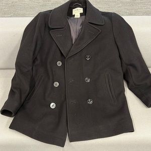 LL Bean size M in BLACK.  Mens wool peacoat item id 500027